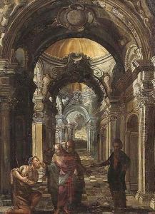 Christ healing the blind man by Francesco Battaglioli