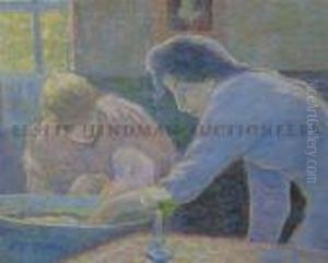 Two Women Bathing Baby