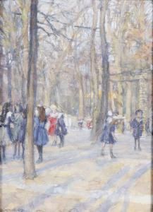 Children Playing In A Park by Erich Buttner
