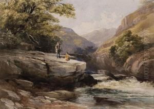 Fishing In A Gorge by Abraham Louis Buvelot