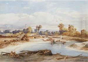 River Landscape With Figures by Abraham Louis Buvelot