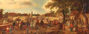 The Princes Maurits and Frederik Hendrik of Orange at the horse fair in Valkenburg by L. Bregoli