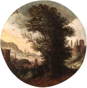 A wooded Landscape with an imaginary Classical City beyond by Paul Bril