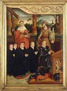 The Mayor of Cologne Arnold von Siegen, kneeling as Founder with Four Sons on front of Saints Helena and Emperor Heinrich by Bartholomaeus, the Elder Bruyn