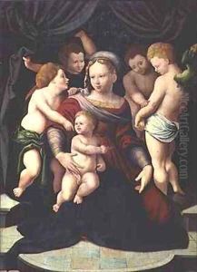 Madonna and Child with Four Cherubs by Bartholomaeus, the Elder Bruyn