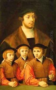Portrait of a Man and His Three Sons by Bartholomaeus, the Elder Bruyn