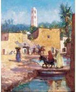 " Place Animee Dans Une Ville Du Sud ". by Louis Francois Cabanes