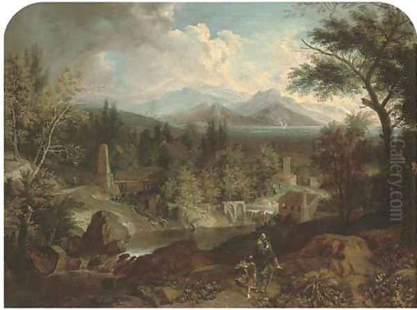 A river landscape with the Flight into Egypt - view 1