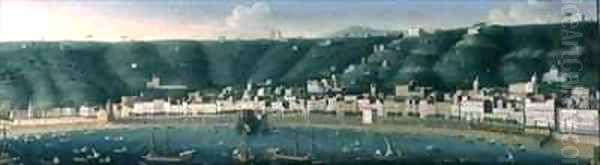 View of Naples from the sea with the Castel dell'Ovo and the suburb of Chiaia - view 1