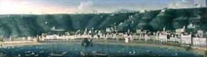 View of Naples from the sea with the Castel dell'Ovo and the suburb of Chiaia by Gaspar Butler