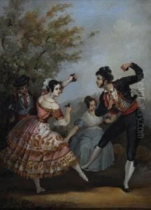 Spanish Dancers With Castanets by Manuel Cabral Cabral y Aguado Bejarano