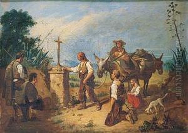 "boceto Para El Cuadro "campesinos Rezando En El Camino"" - view 1