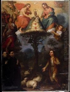 O Mexicano. Aparicion De La 
Virgen De Ocotlan. Firmado Y Fechado 1743. Oleo Sobre Lienzo. 102 X 76 
Cm