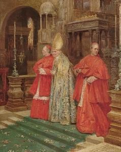 A Bishop Flanked By Two Cardinals A Bishop Flanked By Two Cardinals