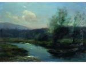La Riviere Du Marais A Lepin Au Clair De Lune by Francois Charles Cachoud