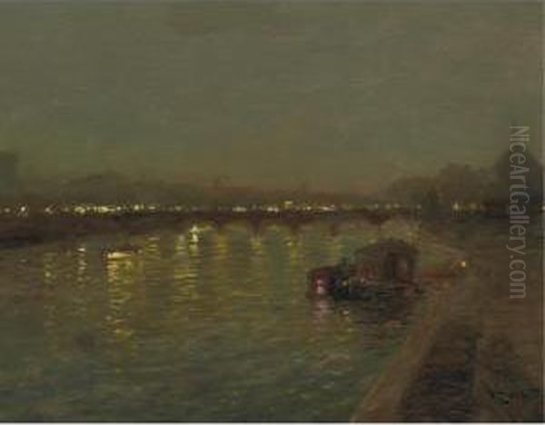 Lights On The Saint Peres Bridge, Paris - view 1