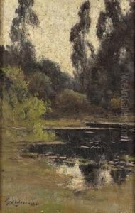 Seeuferpartie Im Wald. by Giuseppe Cadenasso