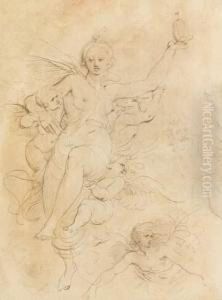 Femme Et Putti by Giuseppe Cades