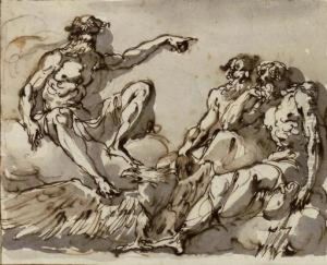 Jupiter, Neptune And A Titan by Giuseppe Cades