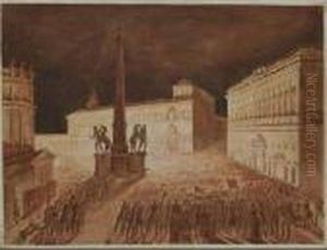 Dimostrazione Popolare A Favore Di Pio Ix by Ippolito Caffi