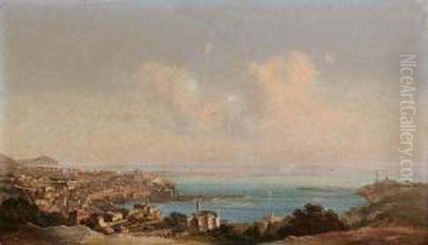 Veduta Di Genova Col Santuario Di S.francesco Di Paola E Il Porto - view 1