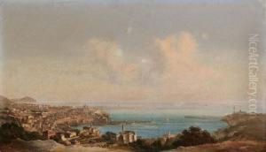 Veduta Di Genova Col Santuario Di S.francesco Di Paola E Il Porto