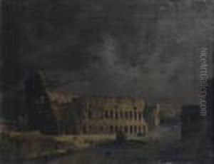 Veduta Notturna Del Colosseo, Roma by Ippolito Caffi
