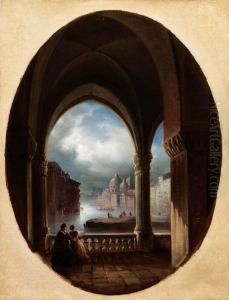 Capriccio Veneziano Al Chiar Di Luna by Ippolito Caffi