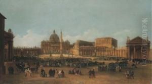 La Place Saint Pierre, Rome by Ippolito Caffi