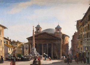 View Of The Pantheon, Rome by Ippolito Caffi