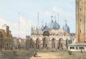 Venedig - Blick Uber Den
Markusplatz Auf Den Markusdom. by Ippolito Caffi