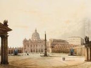 Piazza St. Pietro, Roma by Ippolito Caffi
