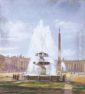 Roma, Piazza San Pietro by Ippolito Caffi