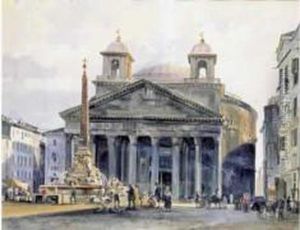 Vue Du Pantheon A Rome by Ippolito Caffi