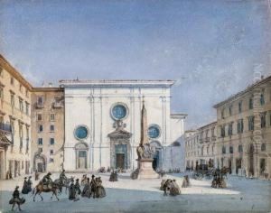 Piazza S.maria Della Minerva by Ippolito Caffi