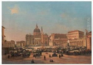 St. Peter's And The Vatican Palace, Rome by Ippolito Caffi
