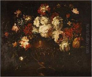Jarron De Bronce Con Flores