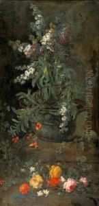 Blumenpracht In Einer Steinvase. by Margherita Caffi