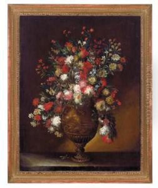 Blumenstillleben Mit Vergoldeter Prunkvase - view 1