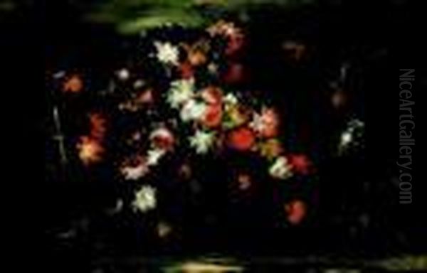 A) E B) Natura Morta Di Fiori In Un Vaso Metallico - view 1