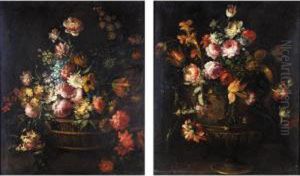 Still Life Of Various Flowers In A Basket