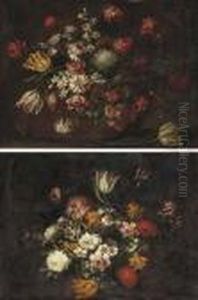 Tulips, Carnations, Narcissi And
 Other Flowers In A Vase; Andtulips, Roses, Daffodils And Other Flowers 
In A Vase by Margherita Caffi