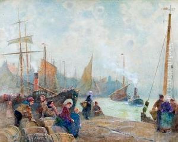 Fisherfolk On The Quayside - view 1