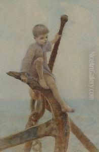 A Young Boy At Sea by Hector Caffieri