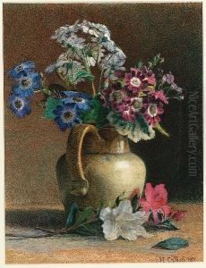 Carafe With Calceolaria And Azaleas by Hector Caffieri