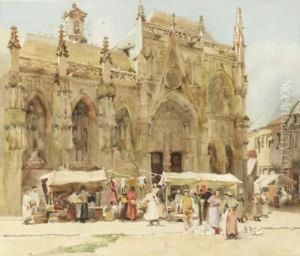 Market Scene
Watercolor On Paperboard by Hector Caffieri