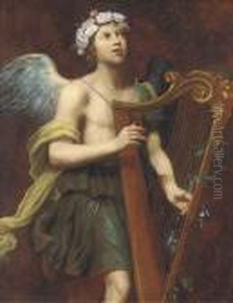 An Angel Playing The Harp - view 1