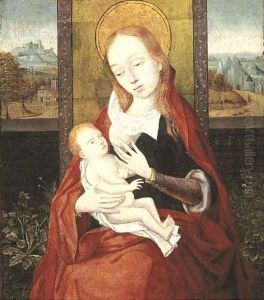 The Virgin and Child, a landscape beyond by Dieric the Elder Bouts