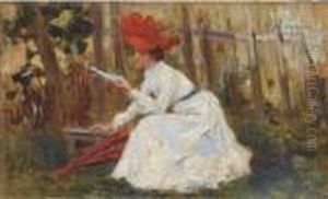 Signora Con Cappello Rosso by Amerino Cagnoni