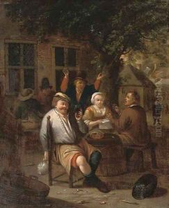 Peasants drinking and merrymaking by Richard Brakenburgh